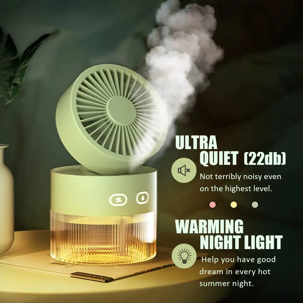 Spray Cooling Fan 3 in 1 Aroma Diffuser Night Light USB Desktop Portable Electric Fan with 350ml Water Tank for Office Dorm