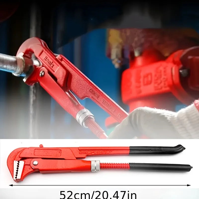 Heavy Duty 90° Adjustable Pipe Wrench 30.99/41.91/52.07cm Alloy Steel, for Automotive/Ship/Household/Mechanical Repair