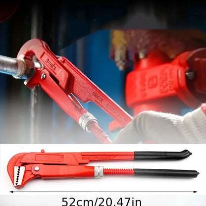 Heavy Duty 90° Adjustable Pipe Wrench 30.99/41.91/52.07cm Alloy Steel, for Automotive/Ship/Household/Mechanical Repair