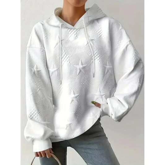 Women's Casual Plus Size 1XL-5XL Long Sleeve Hoodie Ladies Fashion Solid Color Loose Drawstring Hoodie Sweatshirt
