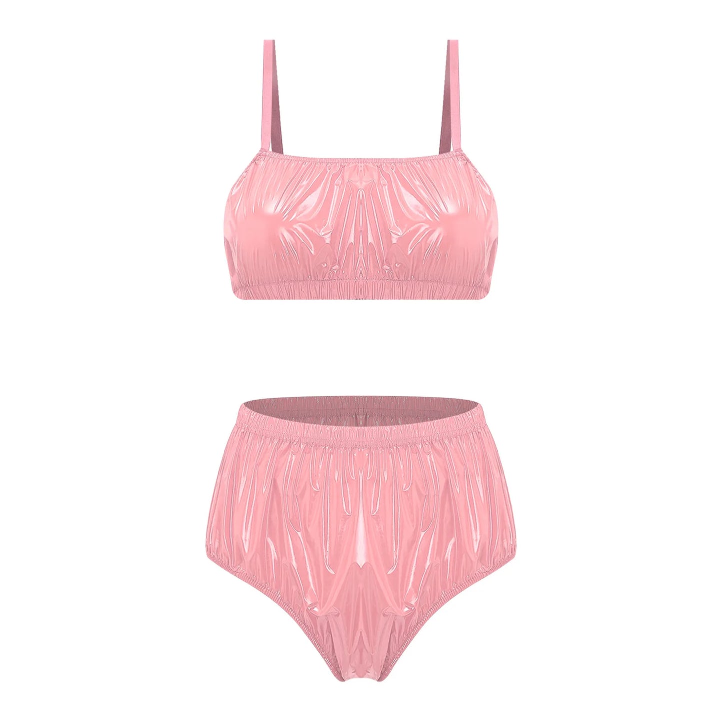 Women Waterproof Swimsuit Bikini Lingerie Set Swimwear Nightwear Clubwear Bra Top with Shorts for Beach Pool Party Sunbathing