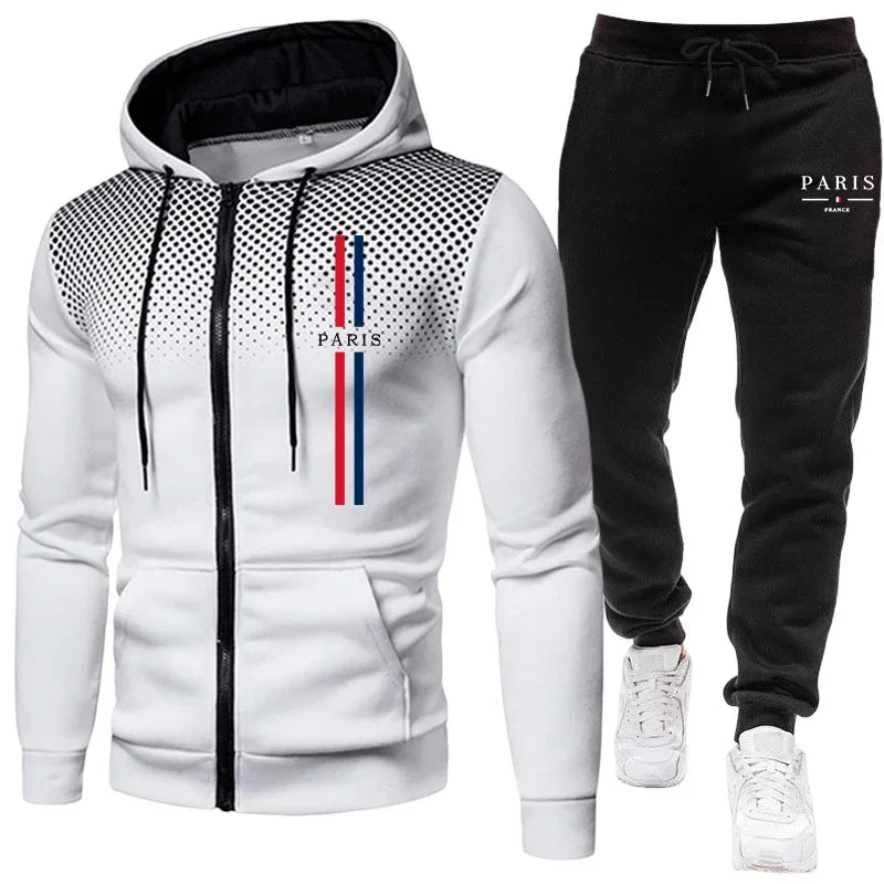 Men's Sports Set Zipper Hoodie + Pants 2piece Set Autumn Winter Daily Casual Training Jogging Suit Male Outdoor Fashion Outfits