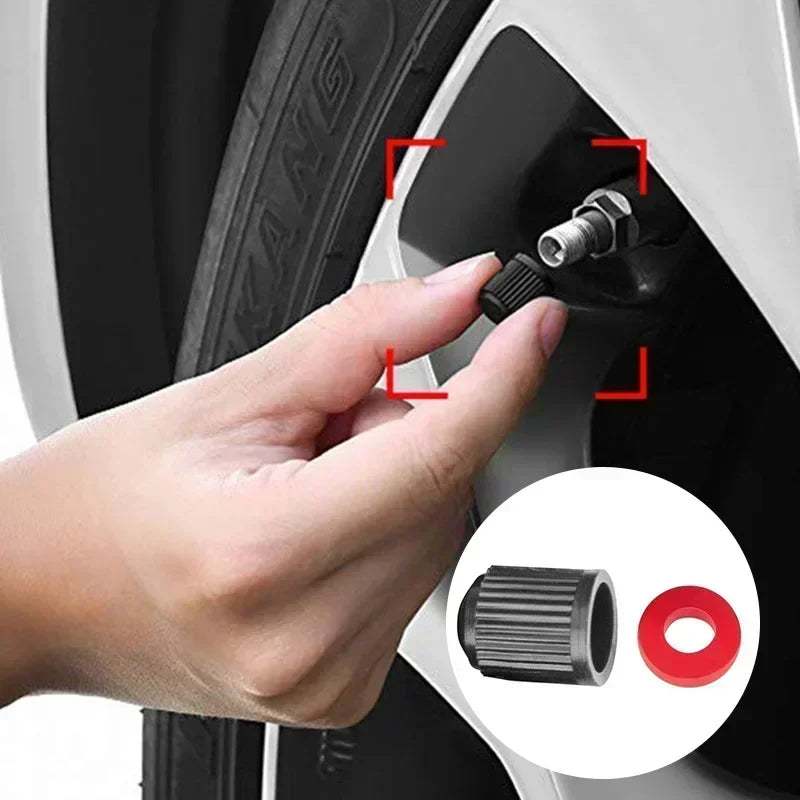 4-1000Pcs Car Tire Valve Plastic Black Bike Tyre Valve Caps with O Rubber Ring Covers Dome Shape Dust for Car Motorcycles