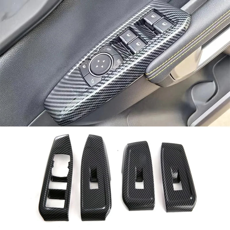 For Ford Ranger P703 T9 XL XLT Wildtrak Raptor 2023-2025 Carbon Fiber Texture Gear Shift Panel Cover Interior Trim Full Set