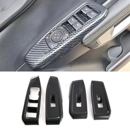 For Ford Ranger P703 T9 XL XLT Wildtrak Raptor 2023-2025 Carbon Fiber Texture Gear Shift Panel Cover Interior Trim Full Set