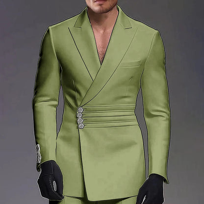 Wedding-ready Slim-fit Men Suit 2 Pieces(Jacket+Pants) Groom Suit Single-breasted Peak-lapel Formal Set for Elegance Custom