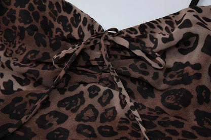 ByeMyLove Leopard Dress Strap Dress Sleeveless Sexy Mini Party Dress Y2K Summer Women Dresses Leopard Print  Slim Laceup Midi