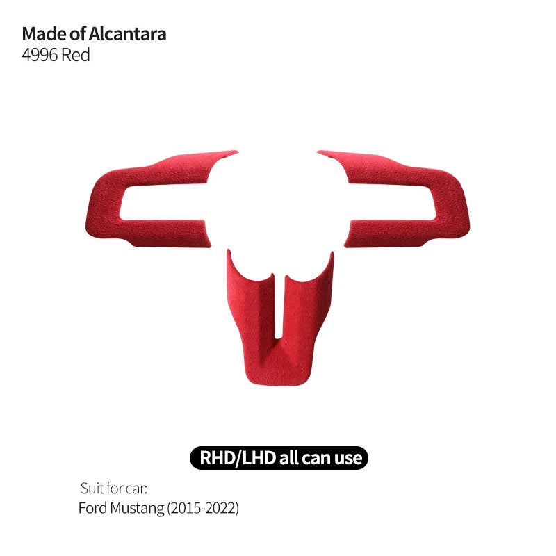 Made of Alcantara For Mustang Steering Wheel Panel Decorative Strips Trim Frame Sticker Car Premium Interior Tuning Accessories