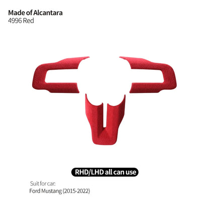 Made of Alcantara For Mustang Steering Wheel Panel Decorative Strips Trim Frame Sticker Car Premium Interior Tuning Accessories