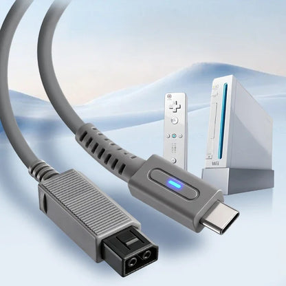 1.8M USB Type C Adapter for Nintendo Wii Console with LED Indicator Light