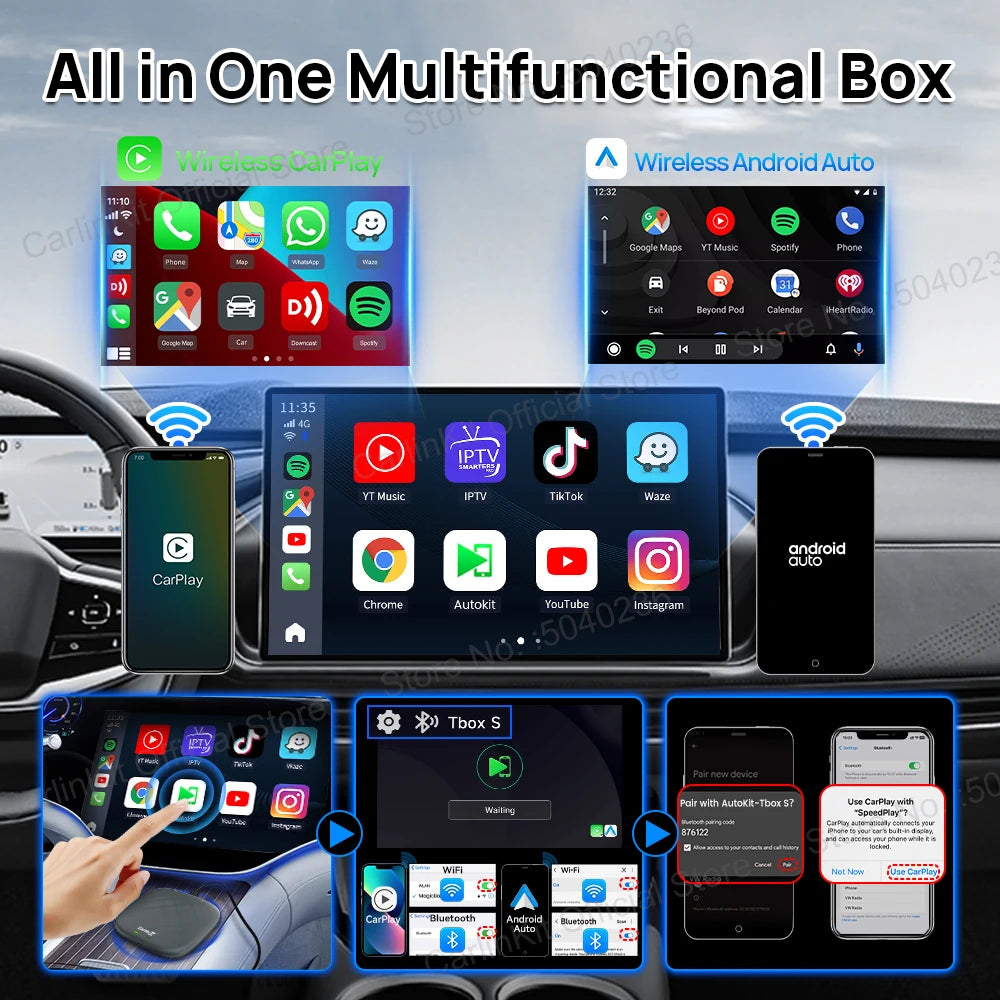 2026 CarlinKit Smart CarPlay Ai Box Android 13 Support Netflix YouTube Split Screen Wireless Android Auto & CarPlay Smart TV Box