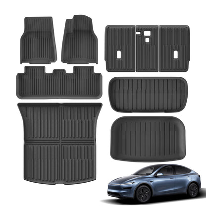 LUCKEASY Floor Mats RHD for New Tesla Model Y 5seats Launch 2025+ Juniper TPE Cargo Liner Trunk Mats Backrest Pad Protection