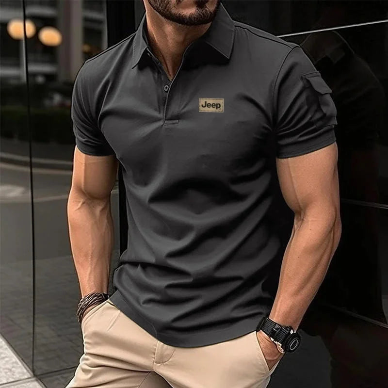 Jeep Spirit Polo Shirt Summer Men's Short Sleeve Casual Business Shirt Paired with Collar Shirt