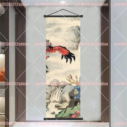 Pokémon Anime Poster Art Scroll Painting Rayquaza Pikachu Entei Squirtle Bulbasaur Gengar Snorlax Friends Children Holiday Gift