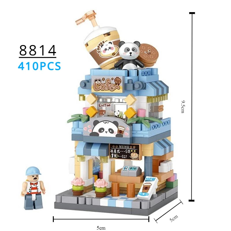LOZ Blocks FUN Ideas Mini Street Store Toy Small Flower Pisa Shop Brinquedos MOC City House Food Building Bricks Girl Gifts