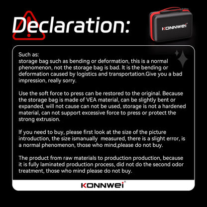 2026 KONNWEI Car Tool Storage Box Handheld OBD Scanner Lightweight Battery Tester Large Capacity Storage Foldable Organiser Box