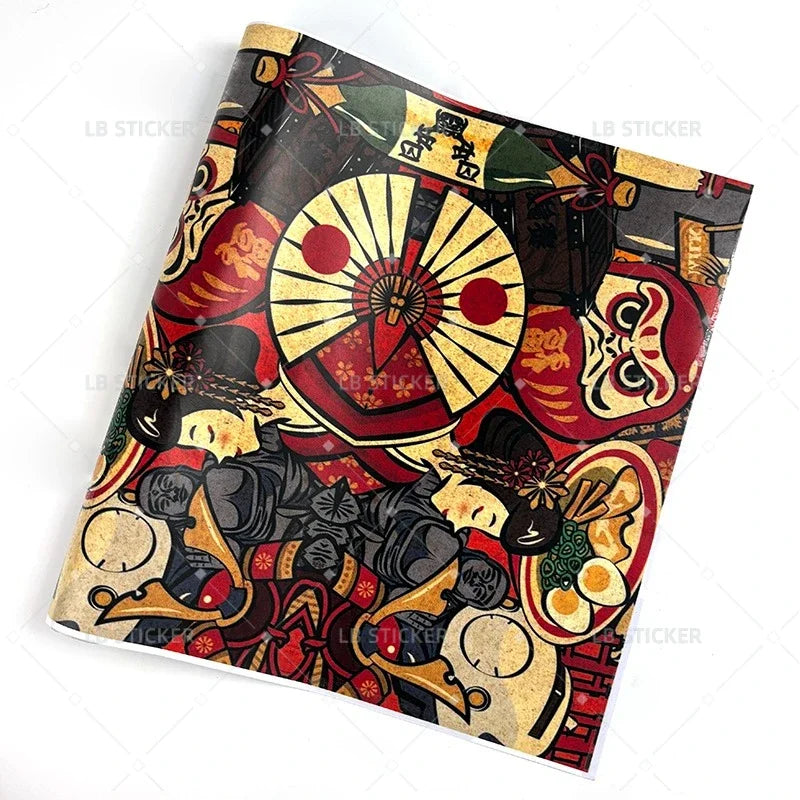 JDM Graffiti Painting Car Film Wrap Waterproof Modification Protective Stickers for Auto Bicycle Motorcycle Skateboard Universal