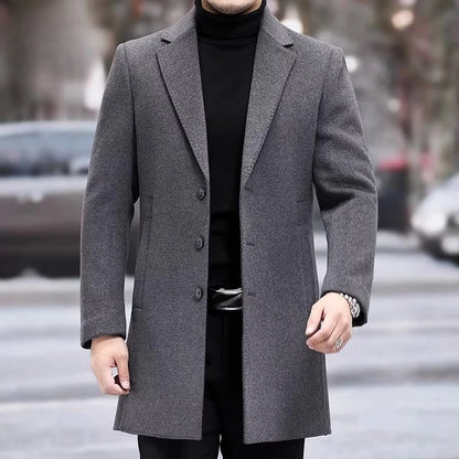 QYLVAWOY Man Jacket Double-faced Woolen New Autumn Winter Jackets Mid-Length Trench Coat Slim-fit Clothes for Man High Quality
