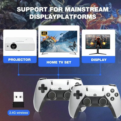 The X8 ULTRA retro video game console comes pre-installed with 50,000 games and plug-and-play PS1/N64/PSP emulators.