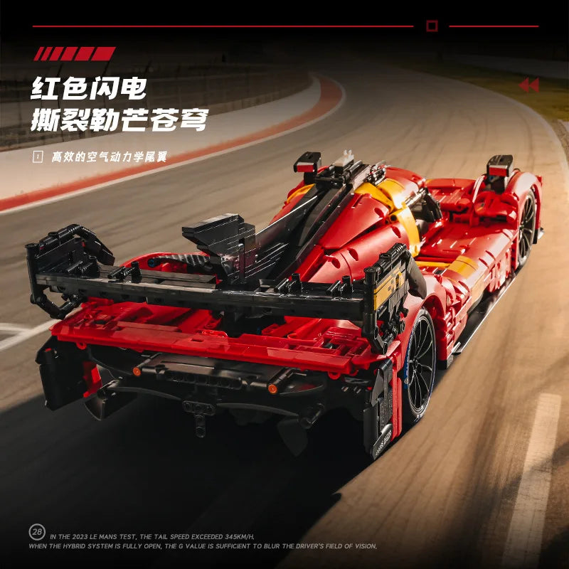 1：8 Technical Super Sport Racing Red F Car Building Blocks Hypercar 499P Car Assembling Bricks Model For Boys Birthday Gifts