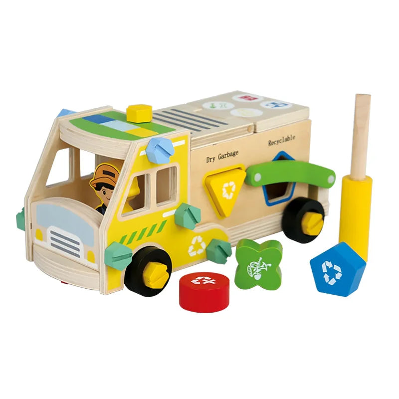 Montessori Wooden Toys Pretend Play Tools Construction Toy Nut Screw Disassembly Assembly Toolbox  Educational Toys for Kids