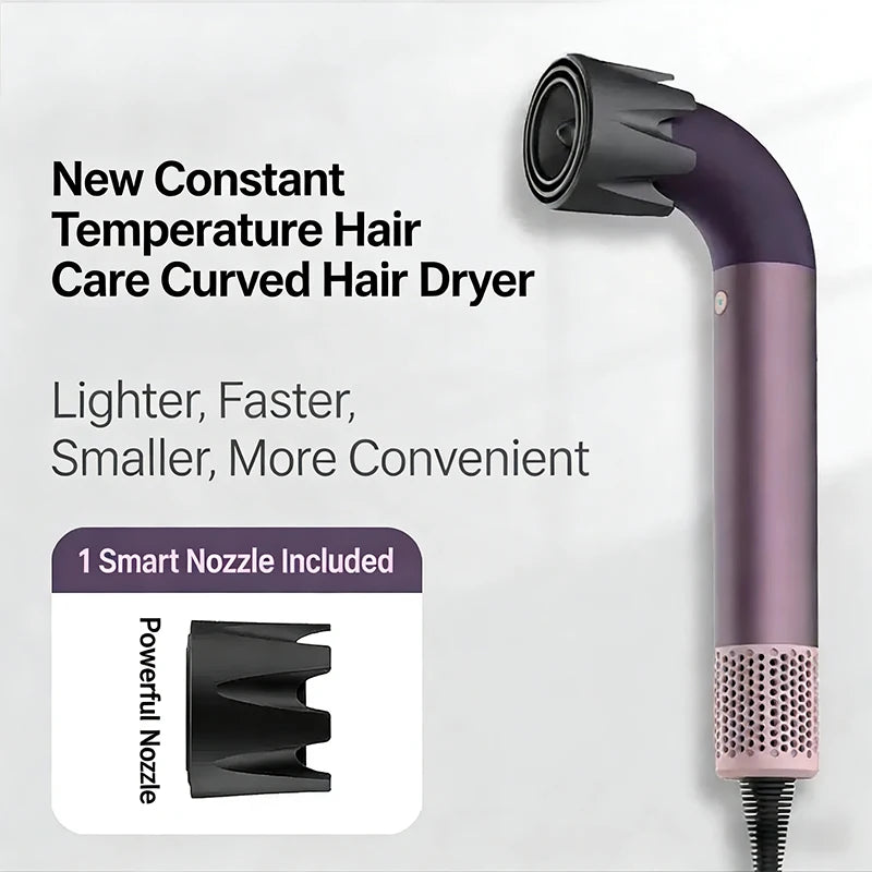 Professional High-Speed Hair Dryer with Curved Tube 30-Second Quick Drying Strong Wind Power for Efficient Styling