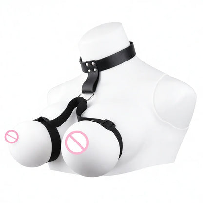 QKKQ PU Leather And Webbing Erotic Bra Chest Harness Belt Breast Teating Chest Binder BDSM Sex Toys For Women Erotic Accessories