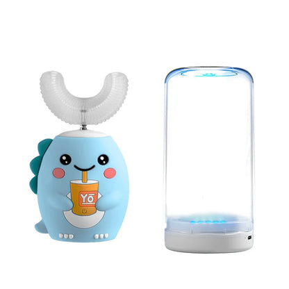 Children's Sonic Electric Toothbrush USB Rechargeable for Kids U-shaped 360Degrees Automatic Silicone Toothbrush Blue Light IPX7