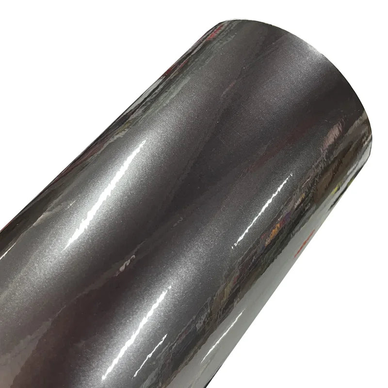 Premium Ultra Gloss Candy Metallic Charcoal Grey Vinyl Car Wrap Film Roll with Air Release Self Adhesive Decal