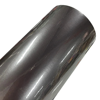 Premium Ultra Gloss Candy Metallic Charcoal Grey Vinyl Car Wrap Film Roll with Air Release Self Adhesive Decal