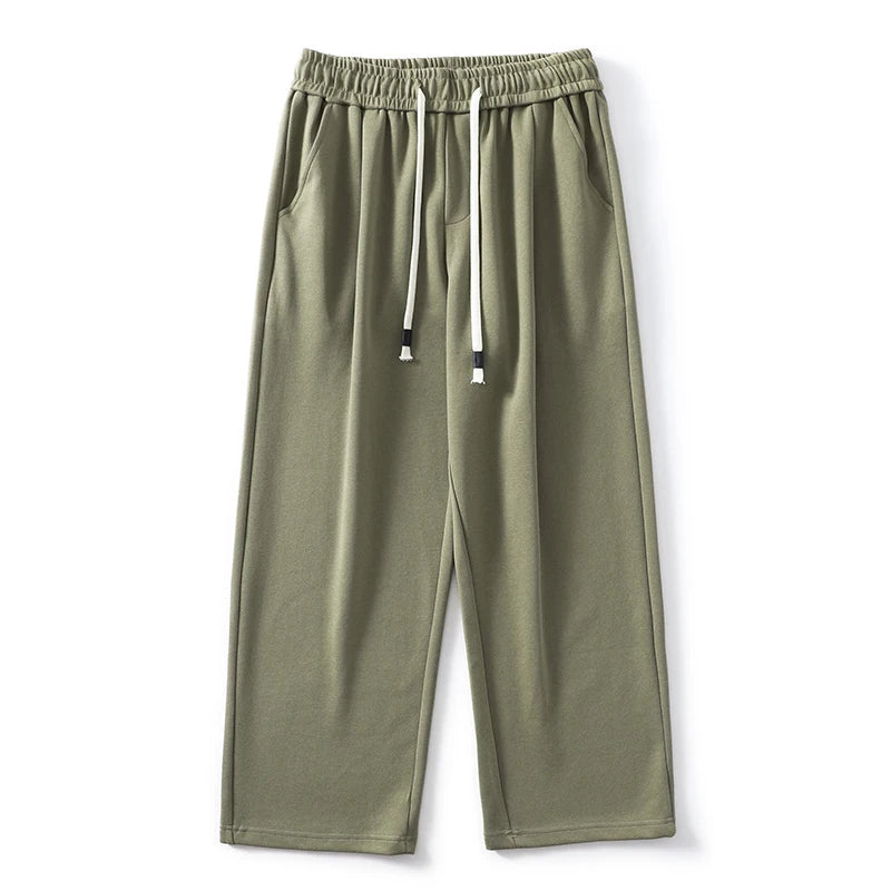 DUKEEN Pique Fabrics Sweatpants for Men Loose Causal Straight Legged Trouse Autumn and Winter Solid Colors Sports Fleece Pants