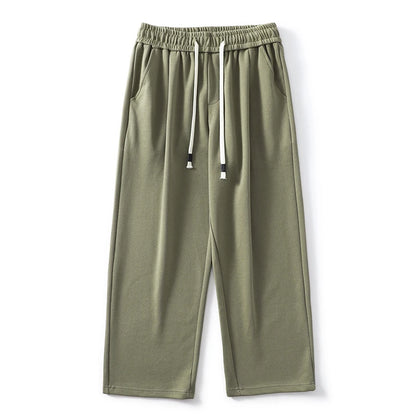 DUKEEN Pique Fabrics Sweatpants for Men Loose Causal Straight Legged Trouse Autumn and Winter Solid Colors Sports Fleece Pants
