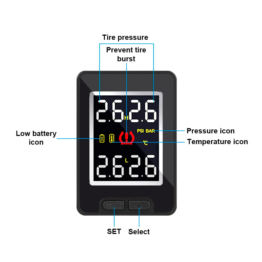 4Pcs External /Internal Sensor Wireless Car TPMS Waterproof Save Fuel for Toyota Tire Pressure Monitor System