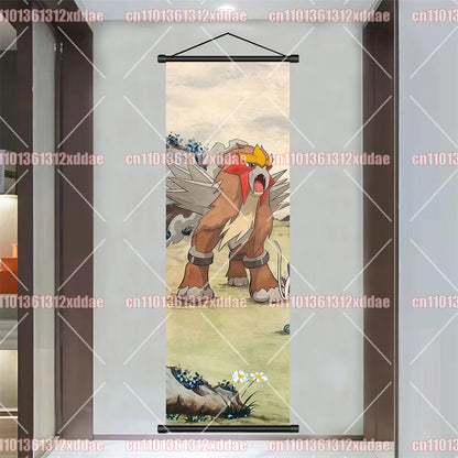 Pokémon Anime Poster Art Scroll Painting Rayquaza Pikachu Entei Squirtle Bulbasaur Gengar Snorlax Friends Children Holiday Gift
