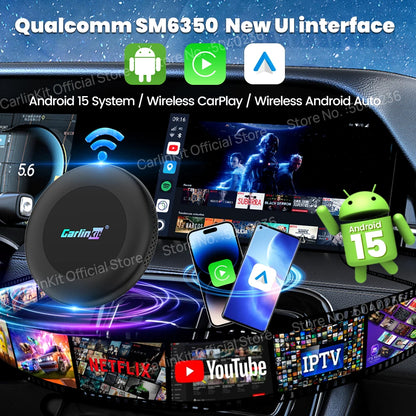 CarlinKit CarPlay Ai Box Android 15 Ultra2 SM6350 8GB+128GB Smart Android TV Box Wireless CarPlay Android Auto GPS For OEM Cars