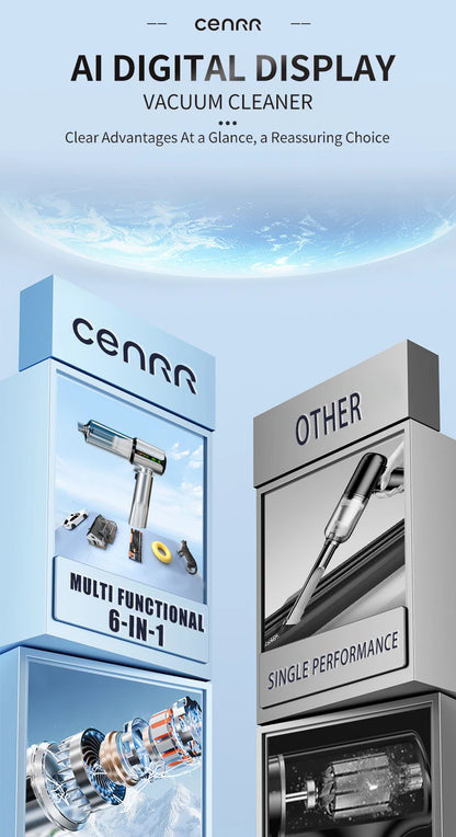 CENRR New Car Vacuum Cleaner Wireless Mini Powerful Portable HandHeld Car Cleaner LED Power Display Gift Lamp Air Gun  7500mAh