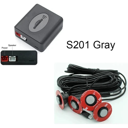 EURS Parktronic 4 sensors Car Backup Radar Parking Sensor Buzzer Detector Assistance Flat Probe System 12V Kit Universal Car Bac