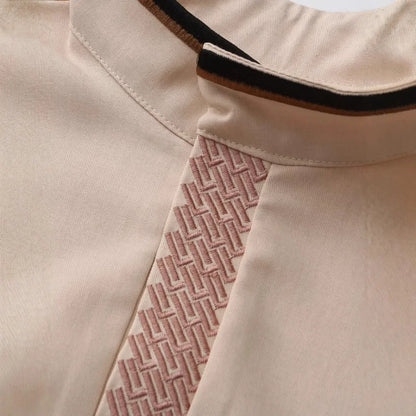 Men's Embroidered Stand Collar Transparent Fabric Arabic Long Sleeved Robe Traditional Middle Eastern Clothing