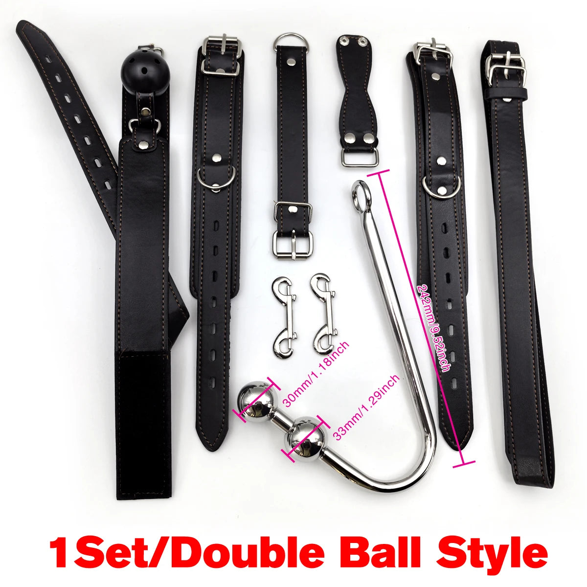 BDSM Anal Hook Leather Suit SM Anal Plug Handcuff Collar Restraint Butt Plug Adult Pleasure Sexual Wellness Adult Sex Toys