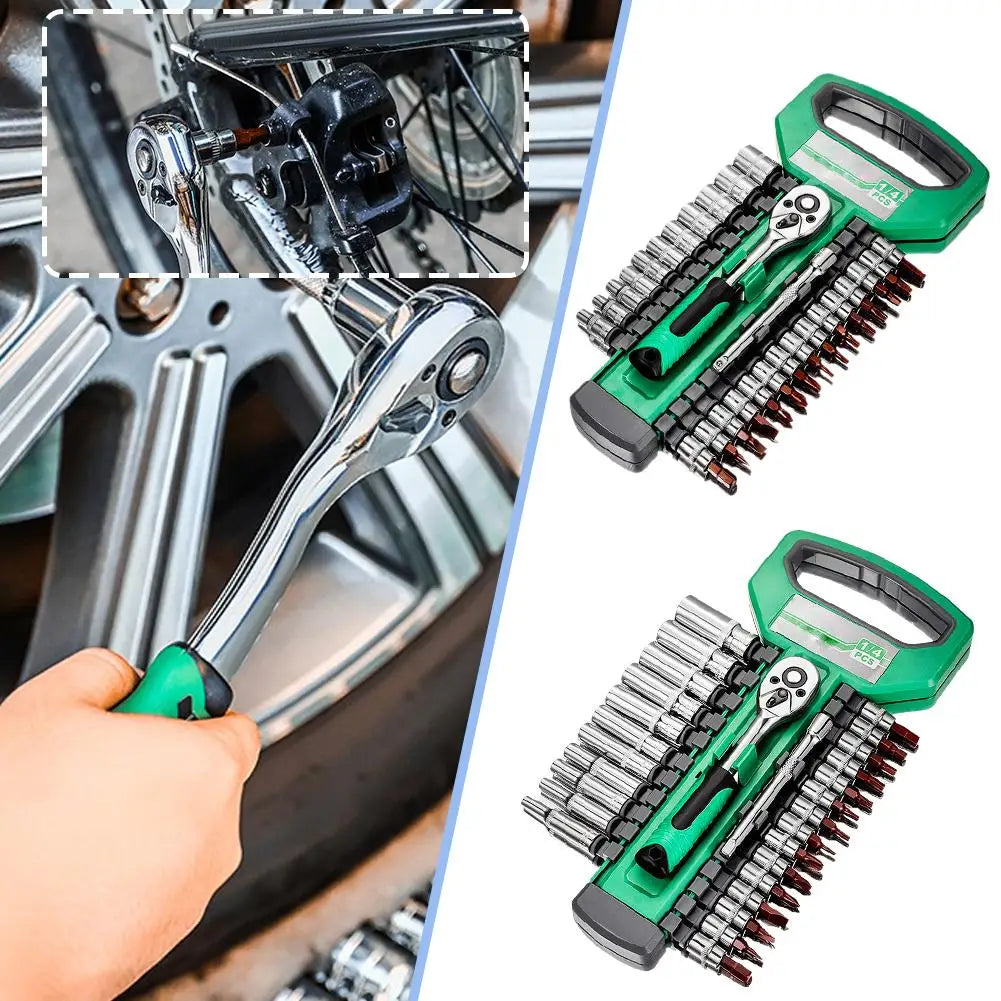 Industrial Grade Socket Key Set, Convenient Car Repair Tool, Manual Tool, Set Key,Cathrac KeySet 1/4 3/8 1/2 Car Repair Key Tool