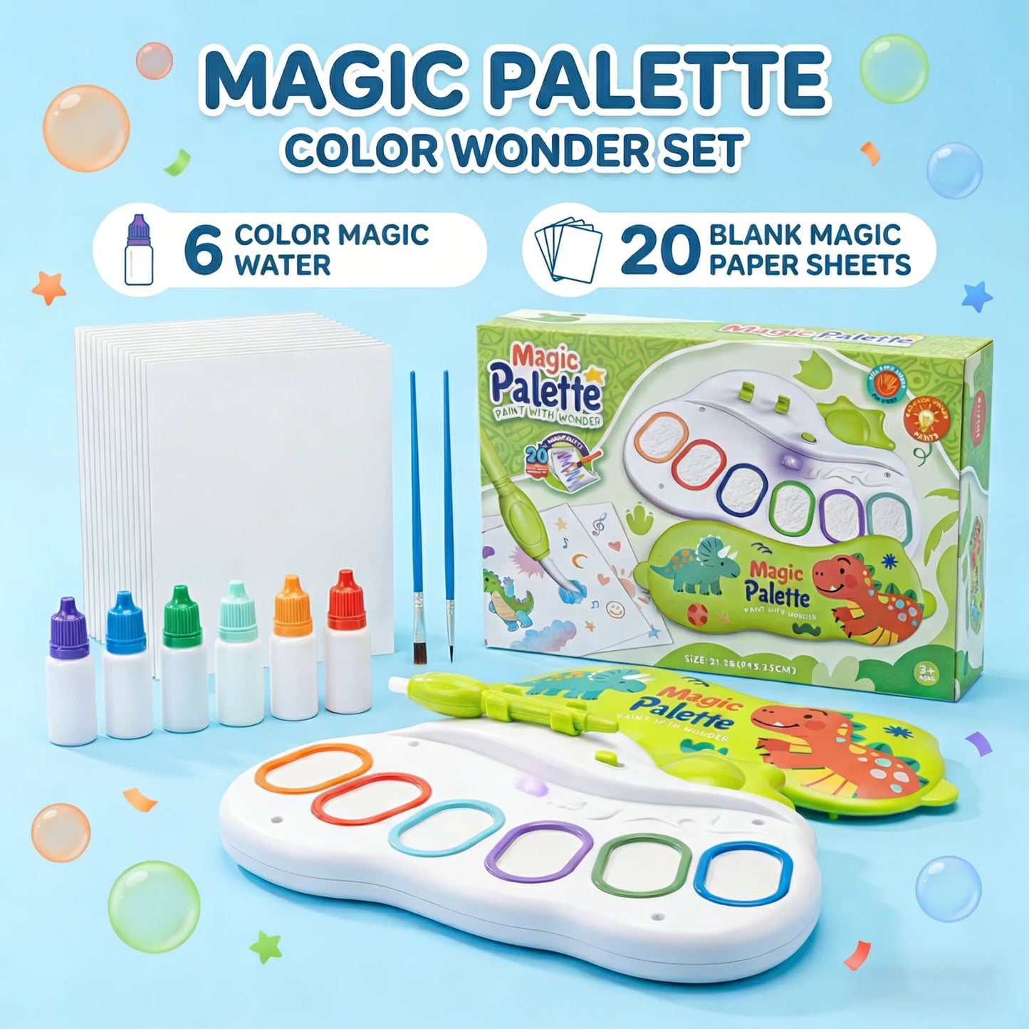 Mess Free Magic Paint Palette Non-Toxic Safe on Skin and Clothes Educational Graffiti Art Toy for Kids Learning Birthday Gift