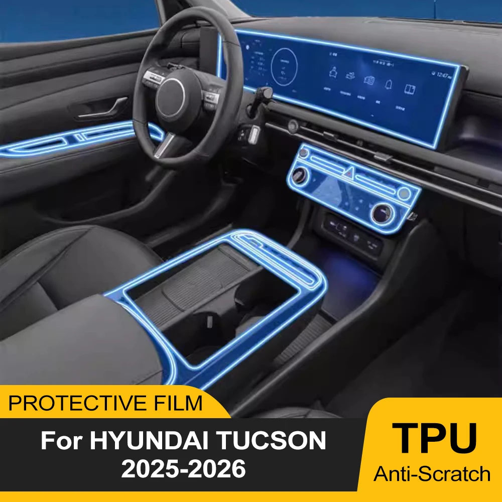 Car Interior Transparent TPU Film for Hyundai Tucson 2025 2026 Gear Panel GPS Navigation Center Console Pre-cut PPF Accessories