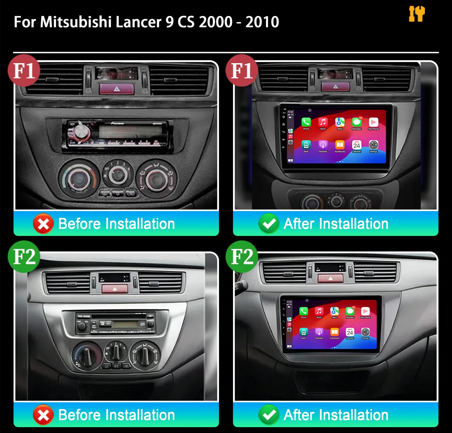 9" For Mitsubishi Lancer 9 CS 2000-2010 Car Radio 2K QLED Screen Android 16 Wireless BT Carplay Touch 4G WIFI
