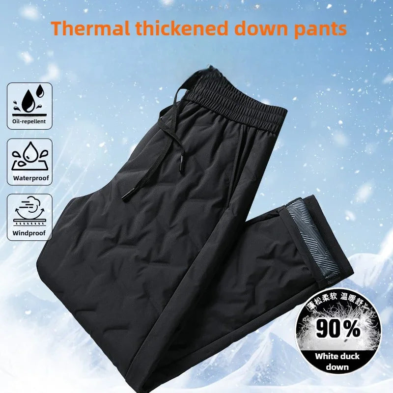 2024 Winter New 90% White Down Pants Men Thickened Warm Waterproof Casual Trousers Man Duck Down Padded Sweatpants Male Clothing