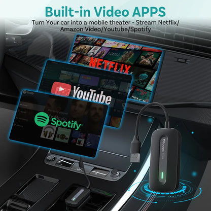 OTTOCAST New Play2Video Pro Wireless Carplay Adapter Android Auto Ai Box Built in Youtube Netflix for Car with Wired Carplay