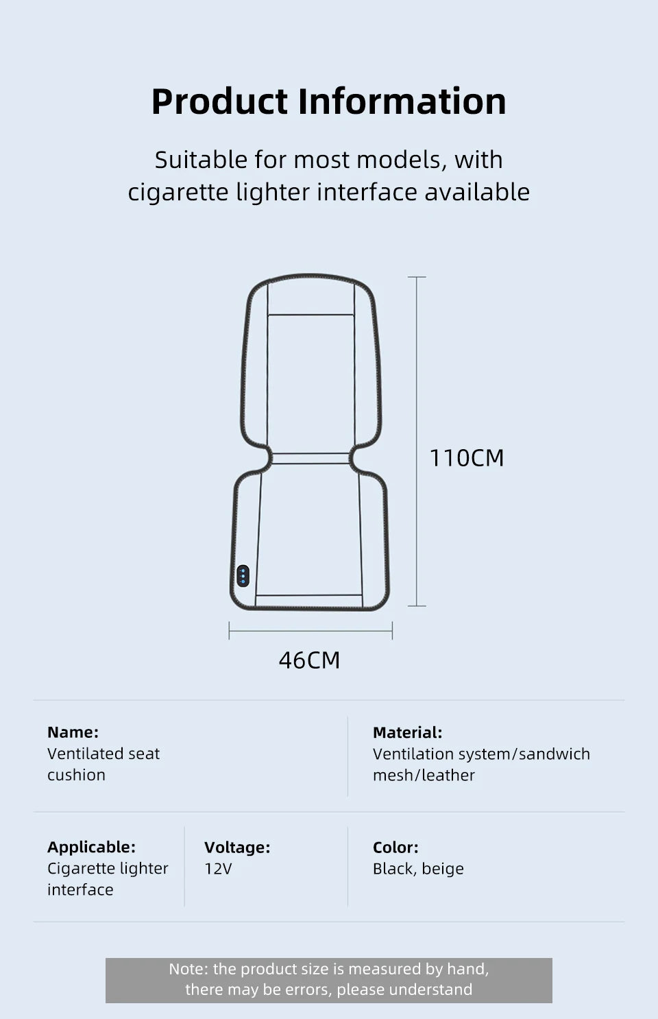 12V Summer Cooling Winter Heating Car Seat Cushion with 10 Turbo Fans Ventilation Heating Massage Function Optional Universal