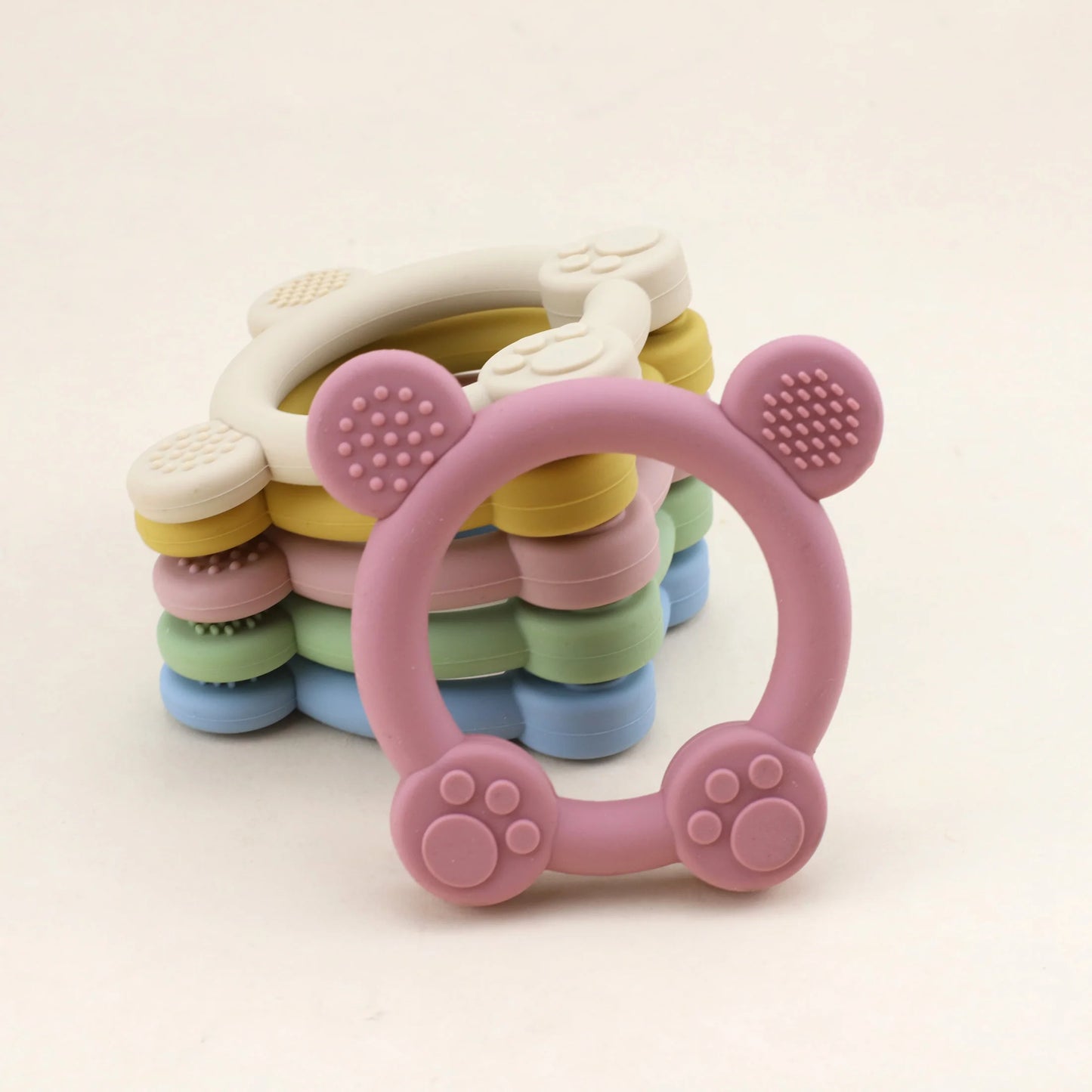 Silicone Bear Teething Ring Is Easy to Grip and Can Help Soothe Teething Teeth