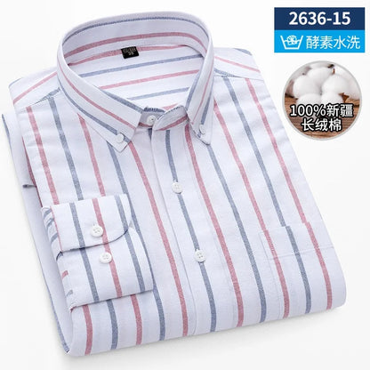 Men's long sleeve shirt pure cotton breathable comfortable business casual slim top shirt trend spring and summer formal wear
