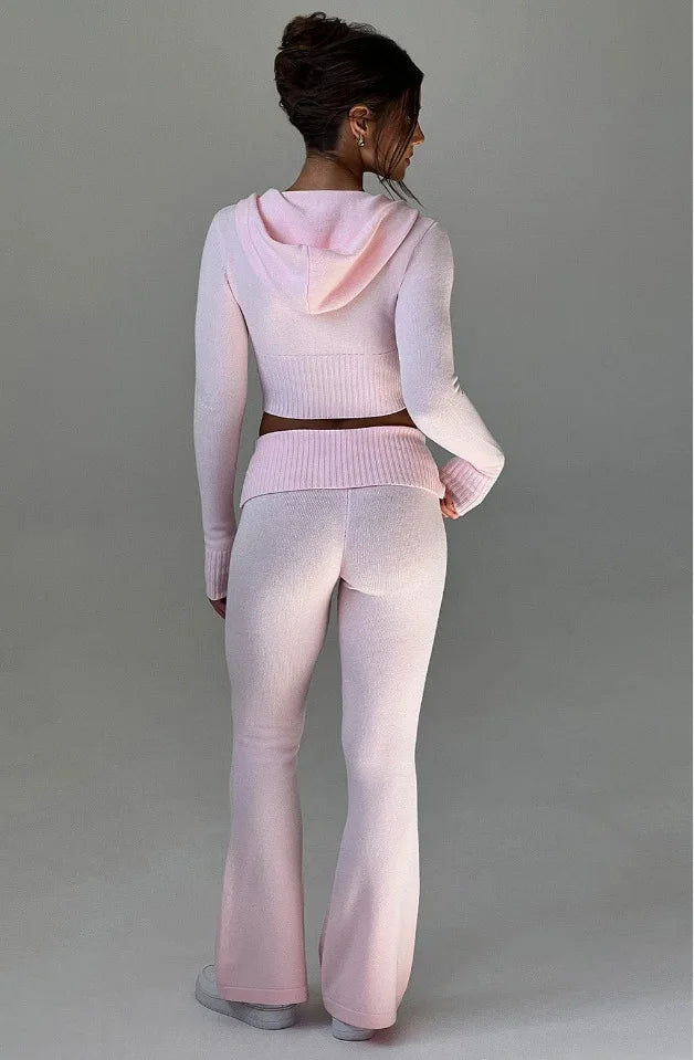 Spring New Women's Clothing Slim-fit Short Hooded Top Casual Pants Fashion Suit Women's Two-piece Set