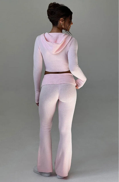 Spring New Women's Clothing Slim-fit Short Hooded Top Casual Pants Fashion Suit Women's Two-piece Set